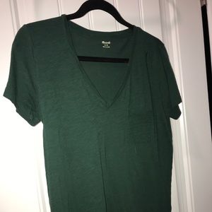 Hunter green V neck